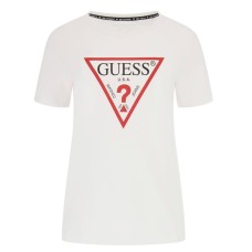 Guess t-shirt bianca con logo nella parte anteriore