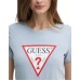 GUESS T-SHIRT AZZURRA LOGO TRIANGOLO NELLA PARTE ANTERIORE