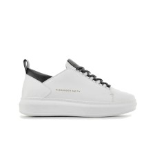 ALEXANDER SMITH WEMBLEY SNEAKER IN LEATHER WHITE BLACK 