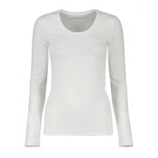 GUESS T-SHIRT A MANICA LUNGA BIANCA IN COTONE CON LOGO LETTERING IN STRASS
