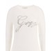 GUESS MAGLIONCINO A GIROCOLLO CREAM CON LOGO LETTERING RICAMATO E STRASS