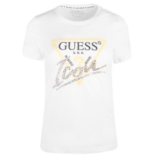 Guess t-shirt bianca con logo icon nella parte anteriore