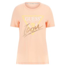 Guess t-shirt color pesca con logo icon nella parte anteriore