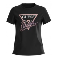 Guess t-shirt nera con logo icon nella parte anteriore