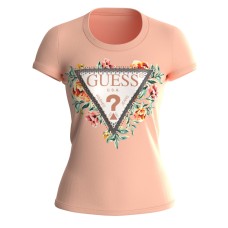Guess t-shirt color pesca con logo nella parte anteriore 
