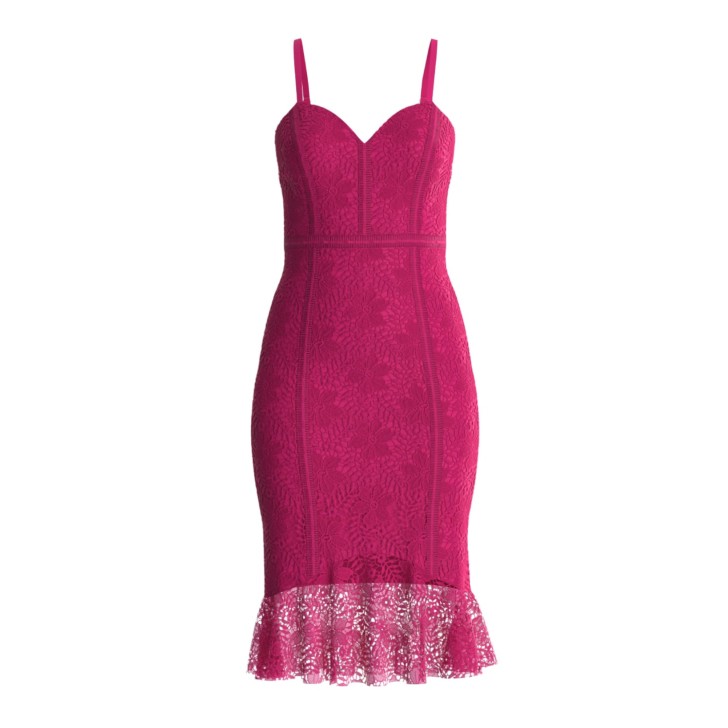 Guess vestito midi fucsia in macramè