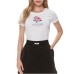 Guess t-shirt bianca con logo e rosa glitter
