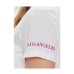 Guess t-shirt bianca con logo e rosa glitter