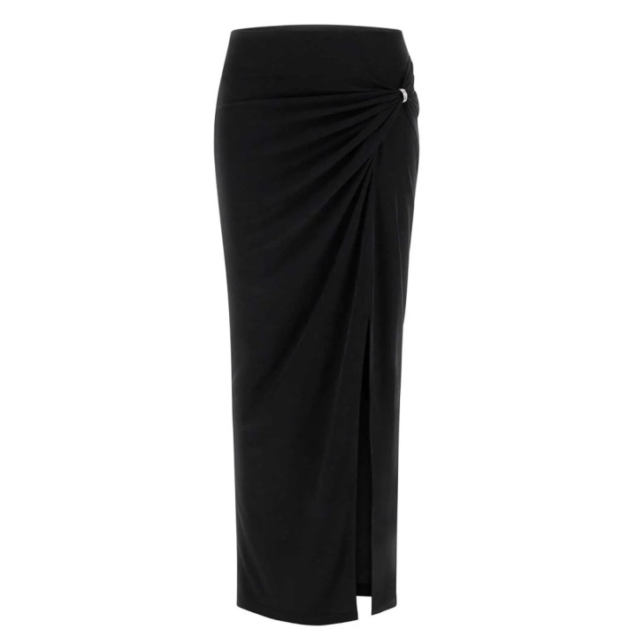GUESS GONNA LUNGA AIMEE NERA CON GIOIELLO