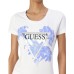 GUESS T-SHIRT BIANCA LOGO TRIANGOLO STRASS CON FANTASIA FLOREALE