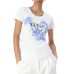 GUESS T-SHIRT BIANCA LOGO TRIANGOLO STRASS CON FANTASIA FLOREALE