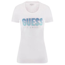 GUESS T-SHIRT BIANCA LOGO GLITTER SFUMATO