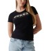 GUESS T-SHIRT NERA LOGO GLITTER SFUMATO