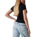 GUESS T-SHIRT NERA LOGO GLITTER SFUMATO
