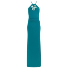 GUESS DESY ABITO LUNGO VERDE CON DETTAGLIO FIORE 3D 
