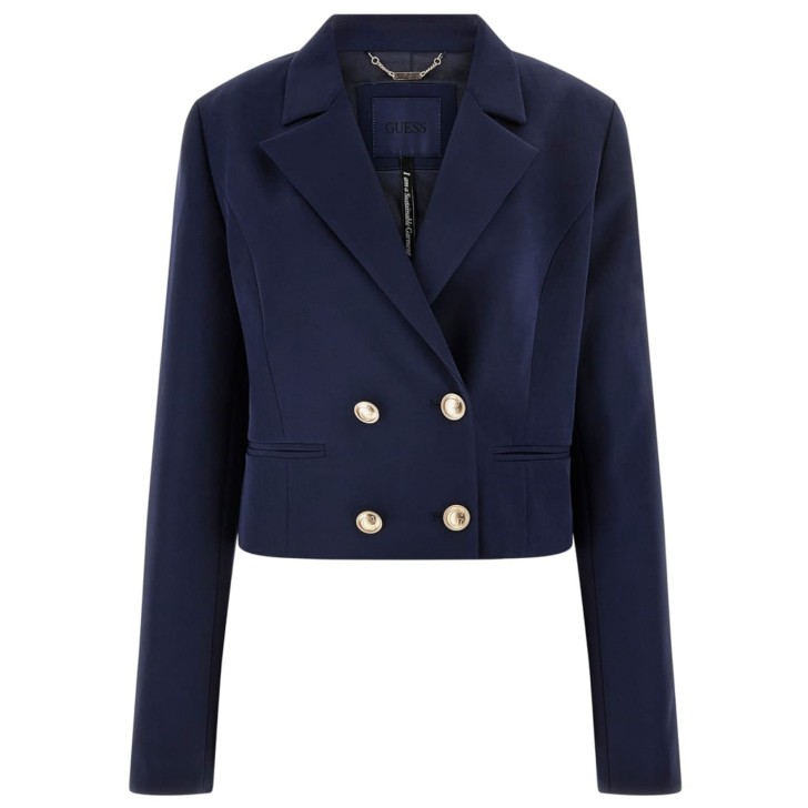 GUESS BLAZER ANDREE CROP BLU DOPPIOPETTO