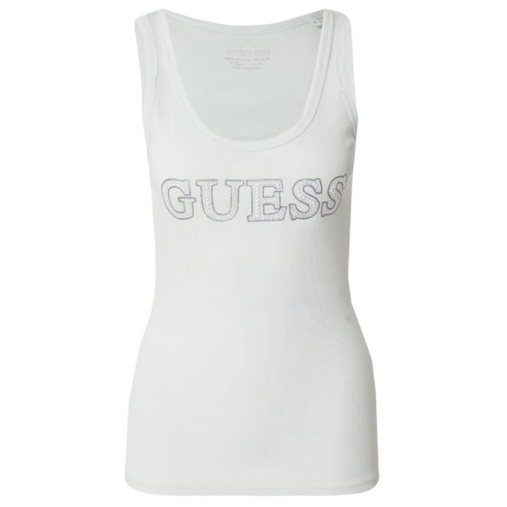 GUESS CANOTTA VERDE CON LOGO LETTERING STRASS