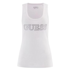 GUESS CANOTTA BIANCA CON LOGO LETTERING STRASS 