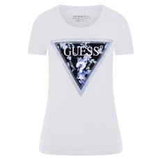 ﻿GUESS T-SHIRT BIANCA TRIANGOLO FLOWER