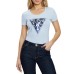 GUESS T-SHIRT AZZURRA TRIANGOLO FLOWER 