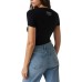 GUESS T-SHIRT NERA TRIANGOLO FLOWER