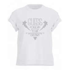 GUESS T-SHIRT BIANCA LOGO IN STRASS