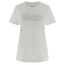 GUESS T-SHIRT BIANCA CON LOGO LETTERING IN PIZZO