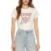 GUESS T-SHIRT CREMA LOGO TRIANGOLO LOVE IN STRASS