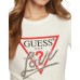 GUESS T-SHIRT CREMA LOGO TRIANGOLO LOVE IN STRASS