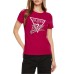 GUESS T-SHIRT FUCSIA LOGO TRIANGOLO LOVE IN STRASS