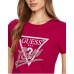 GUESS T-SHIRT FUCSIA LOGO TRIANGOLO LOVE IN STRASS