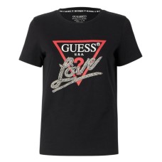 GUESS T-SHIRT NERA LOGO TRIANGOLO LOVE 