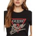 GUESS T-SHIRT NERA LOGO TRIANGOLO LOVE 