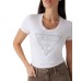 GUESS T-SHIRT BIANCA LOGO TRIANGOLO STRASS 
