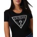 GUESS T-SHIRT NERA LOGO TRIANGOLO STRASS