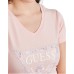GUESS T-SHIRT ROSA LOGO PYTHON TRIANGOLO A CONTRASTO