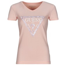 GUESS T-SHIRT ROSA LOGO PYTHON TRIANGOLO A CONTRASTO