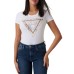 GUESS T-SHIRT BIANCA LOGO TRIANGOLO ANIMALIER 