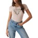 GUESS T-SHIRT ROSA LOGO TRIANGOLO ANIMALIER