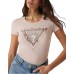 GUESS T-SHIRT ROSA LOGO TRIANGOLO ANIMALIER
