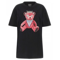 GUESS T-SHIRT NERA CON ORSO ROSA GLITTER 