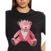 GUESS T-SHIRT NERA CON ORSO ROSA GLITTER 