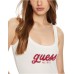 GUESS CANOTTA CHENILLE BIANCA CON LOGO RICAMATO