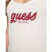 GUESS CANOTTA CHENILLE BIANCA CON LOGO RICAMATO