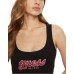 GUESS CANOTTA CHENILLE NERA CON LOGO RICAMATO 