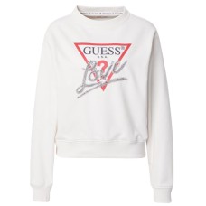 GUESS FELPA A MANICA LUNGA CREMA CON LOVE TRIANGLE