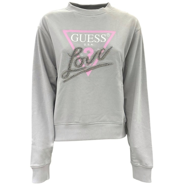 GUESS FELPA A MANICA LUNGA GHIACCIO CON LOVE TRIANGLE