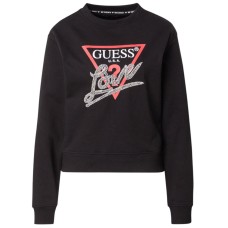 GUESS FELPA A MANICA LUNGA NERA CON LOVE TRIANGLE 