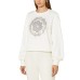 GUESS FELPA A MANICA LUNGA CREMA CON PEONY LOGO STRASS