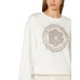 GUESS FELPA A MANICA LUNGA CREMA CON PEONY LOGO STRASS